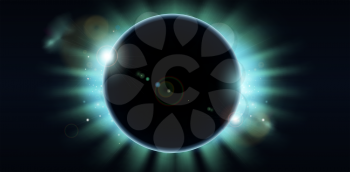 A conceptual background featuring a total eclipse. Copy-space centre and to the sides.
