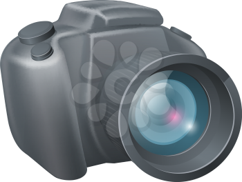 An illustration of a cartoon DSLR style camera