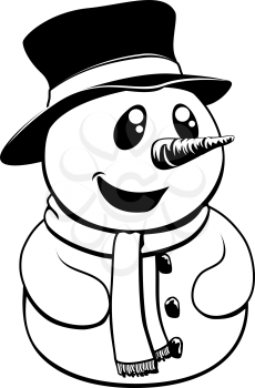 Illustration of a cute black and white Christmas Snowman