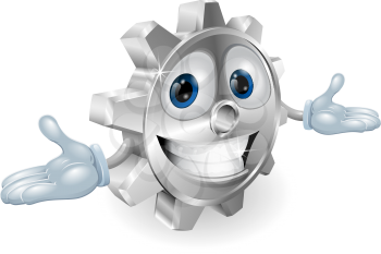Illustration of a cute cartoon cog gear character