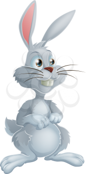 Illustration of a cute white bunny rabbit cartoon character 