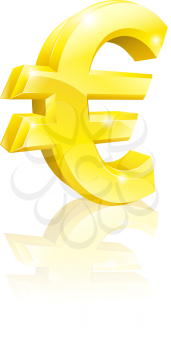 Illustration of a big shiny gold Euro currency sign