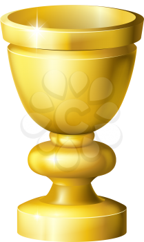 Illustration of a shiny golden cup grail or goblet