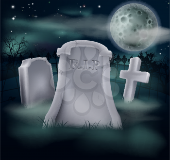 A spooky grave with RIP written on it and copy space below if you would like to add text. Great for Halloween, and the tombstone looks good as is if the copyspace is not required.