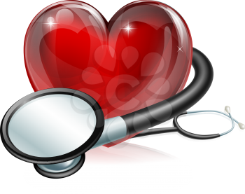 Medical concept illustration of heart shaped symbol and stethoscope