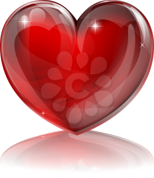 An illustration of a bright shiny red heart shaped symbol