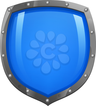 A glossy, shiny blue shield illustration. Concept for defence or security.
