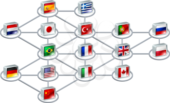 World network concept of connections between different countries or of an international team