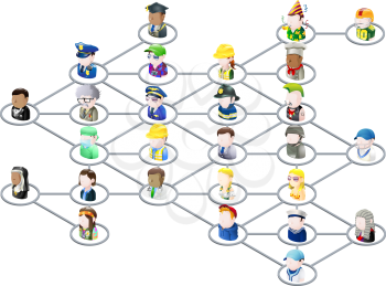 Graphic of a network of people linked together like on social media or on the net in general