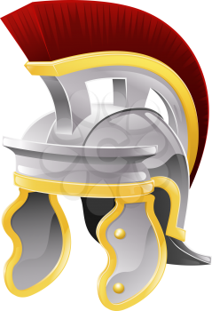 Illustration of Roman soldier's galea style helmet with red crest