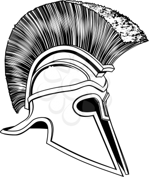 Graphic of a bronze Trojan Helmet, Spartan helmet, Roman helmet or Greek helmet. Corinthian style.