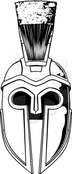 Illustration of front on Spartan helmet or Trojan helmet also called a Corinthian helmet. Versions also used by the Romans.