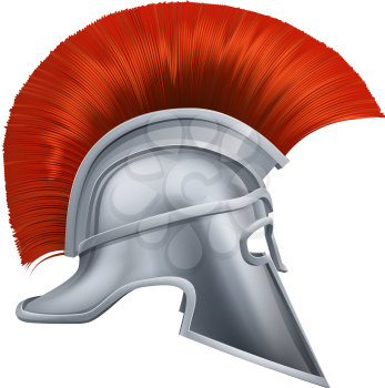 Illustration of side on Spartan helmet or Trojan helmet also called a Corinthian helmet. Versions also used by the Romans.