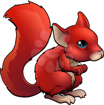 Illustration of a cute happy cartoon red Squirrel