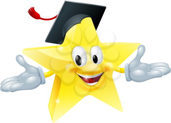 Star man wearing a mortarboard, education concept