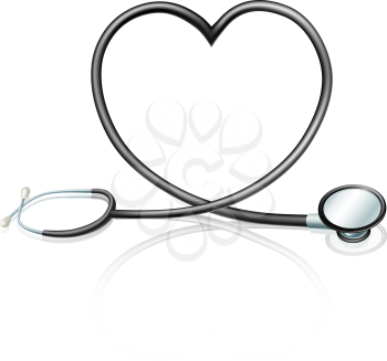 Heart health concept, a stethoscope forming a heart shape 