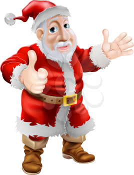 Illustration of a happy cartoon Christmas Santa Claus giving a thumbs up with his hand