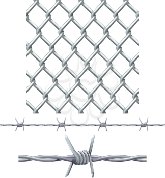 A seamless tiling diamond chainlink fence tile and barbed wire seamless tillable section