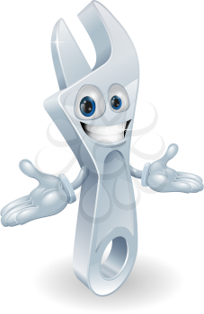 Illustration of an adjustable wrench or shifter spanner character mascot