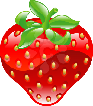 Royalty Free Clipart Image of a Shiny Strawberry