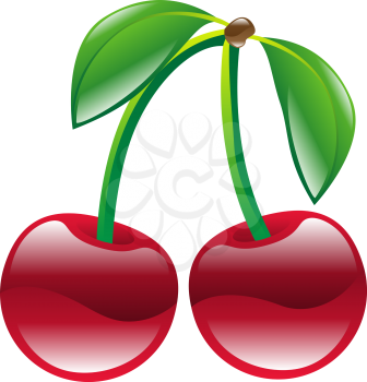 Royalty Free Clipart Image of a Shiny Cherries