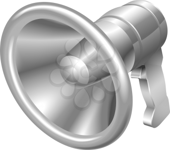 Illustration of shiny metal steel megaphone bullhorn icon