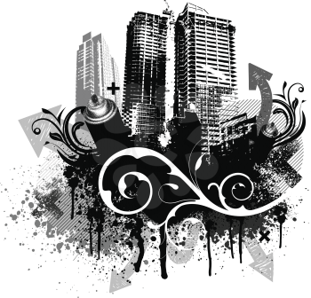 Royalty Free Clipart Image of a Grunge City Background