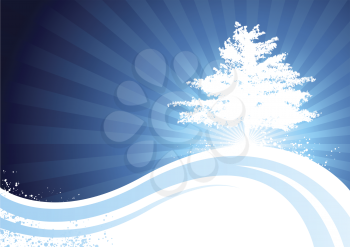 Royalty Free Clipart Image of a Flowing Background With a Tree