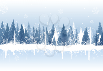 Royalty Free Clipart Image of a Winter Forest Scene
