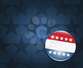 Royalty Free Clipart Image of a Campaign Button on a Blue Star Background