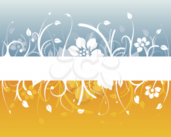 Royalty Free Clipart Image of a Floral Design With a White Band