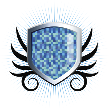 Royalty Free Clipart Image of a Tiled Shield
