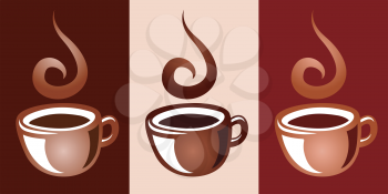 Royalty Free Clipart Image of Three Coffee Mugs