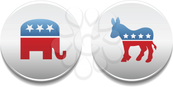Royalty Free Clipart Image of Democratic and Republic Buttons