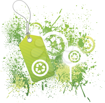 Royalty Free Clipart Image of a Recycling Tag on a Grunge Background