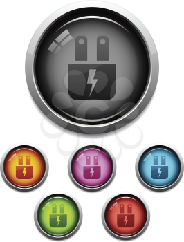 Royalty Free Clipart Image of an Electric Plug Button Set
