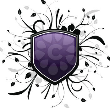 Royalty Free Clipart Image of a Purple and Black Shield