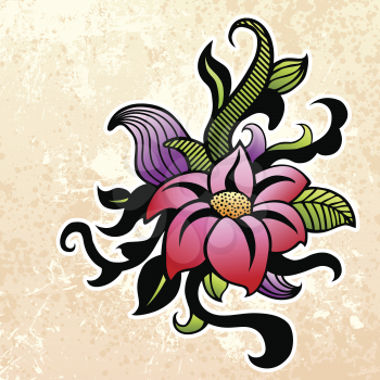 Royalty Free Clipart Image of Flower and Leaf