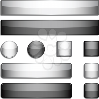 Royalty Free Clipart Image of Black and Grey Buttons