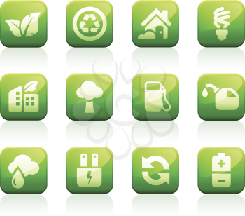 Royalty Free Clipart Image of a Set of Green Icons