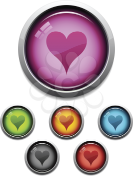Royalty Free Clipart Image of Glossy Heart Icons