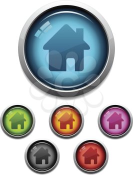 Royalty Free Clipart Image of a Glossy Home Button Set