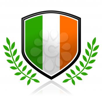Royalty Free Clipart Image of an Irish Flag Shielf