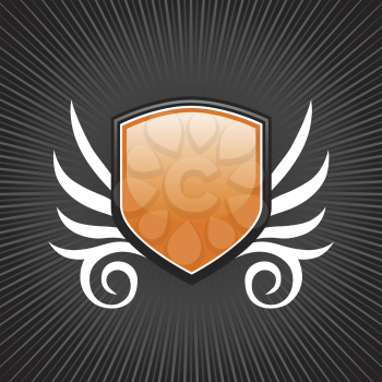 Royalty Free Clipart Image of an Orange Shield