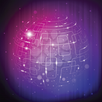 Royalty Free Clipart Image of an Abstract Purple Sphere