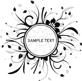 Royalty Free Clipart Image of a Floral Round Frame