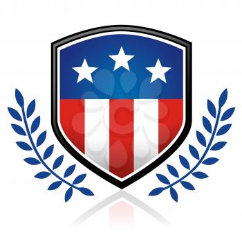 Royalty Free Clipart Image of an American Flag Shield