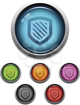 Royalty Free Clipart Image of Buttons With Shields