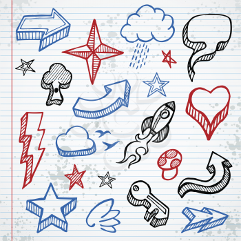 Royalty Free Clipart Image of Sketched Icons and Symbols