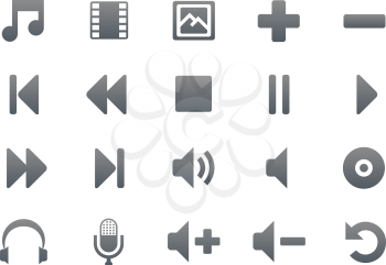 Royalty Free Clipart Image of a Multimedia Icon Set